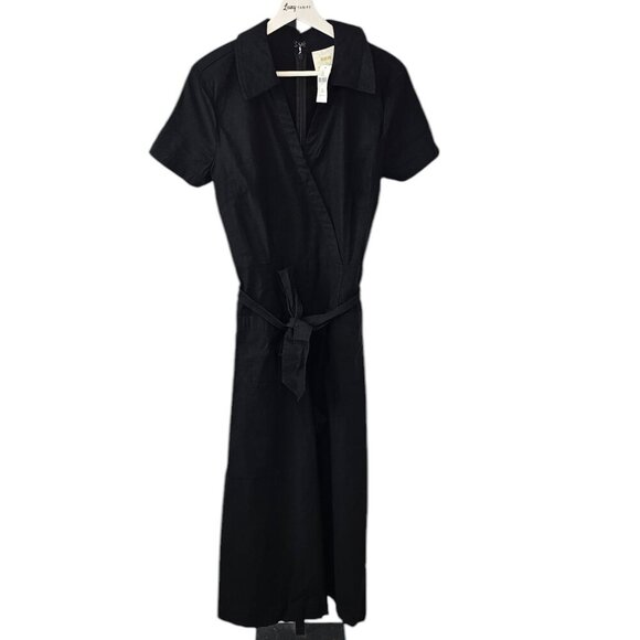 Anthropologie Maeve The Colette Wrap Jumpsuit - Black, Size 12P, Wide Leg - Picture 6 of 11